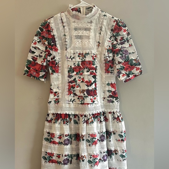 NWT La Pateau New York Floral Lace Embroidered Maxi Dress |  Size Large - Picture 2 of 8